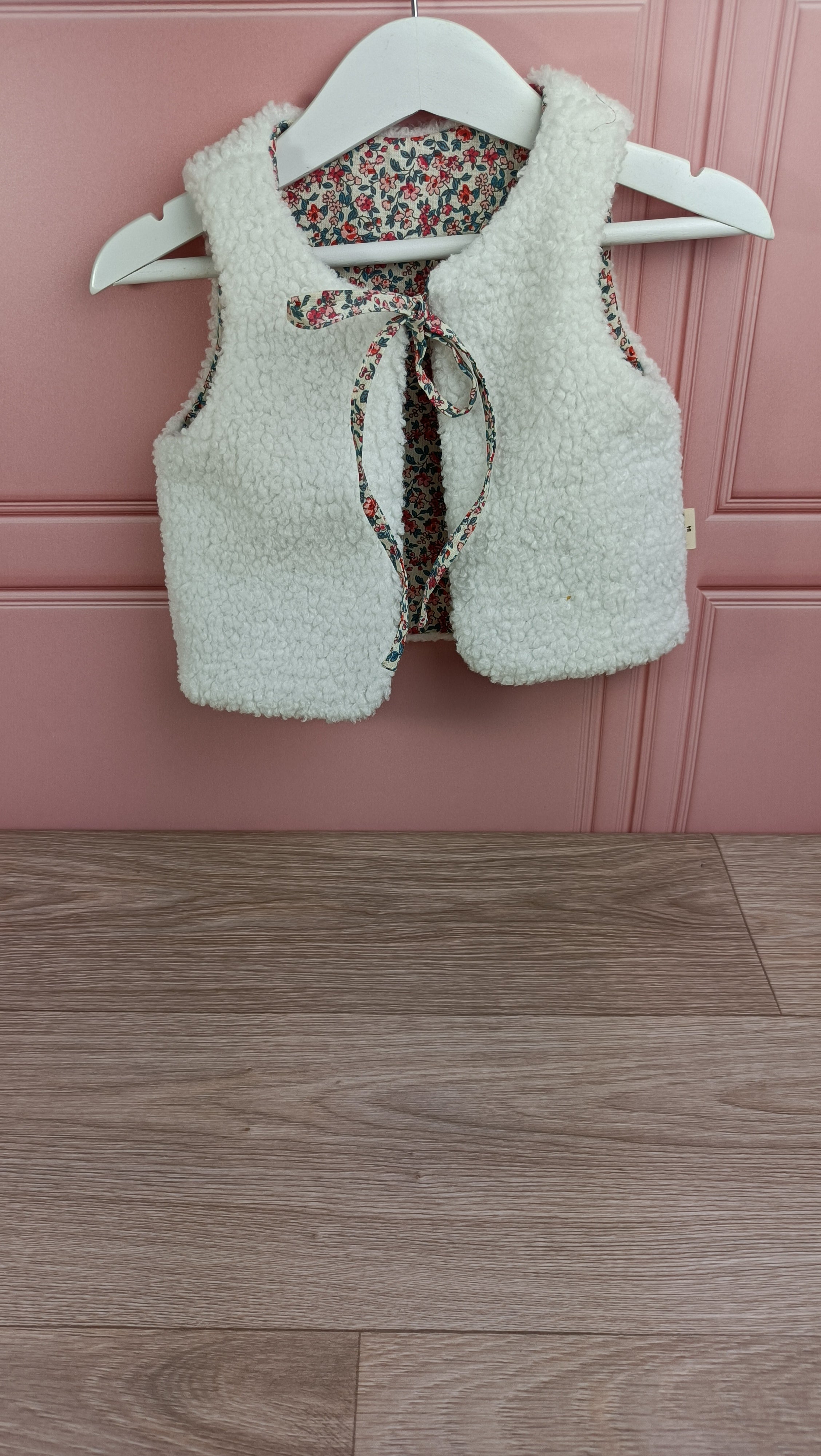 Gilet berger bébé réversible - Léonie rose