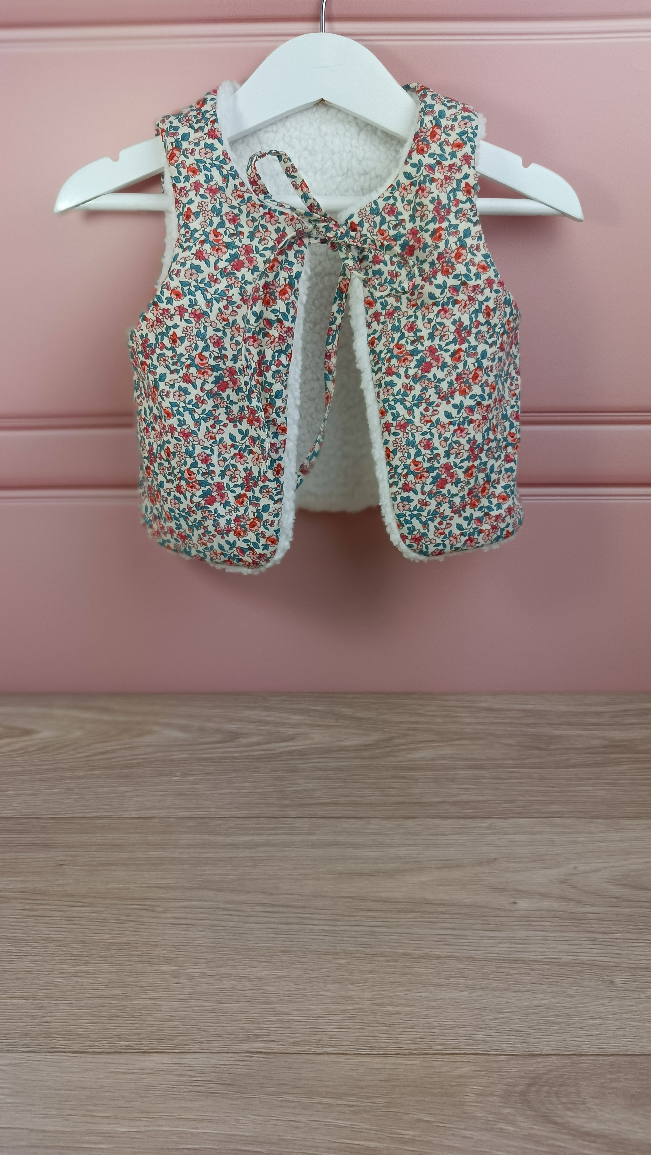 Gilet berger bébé réversible - Léonie rose