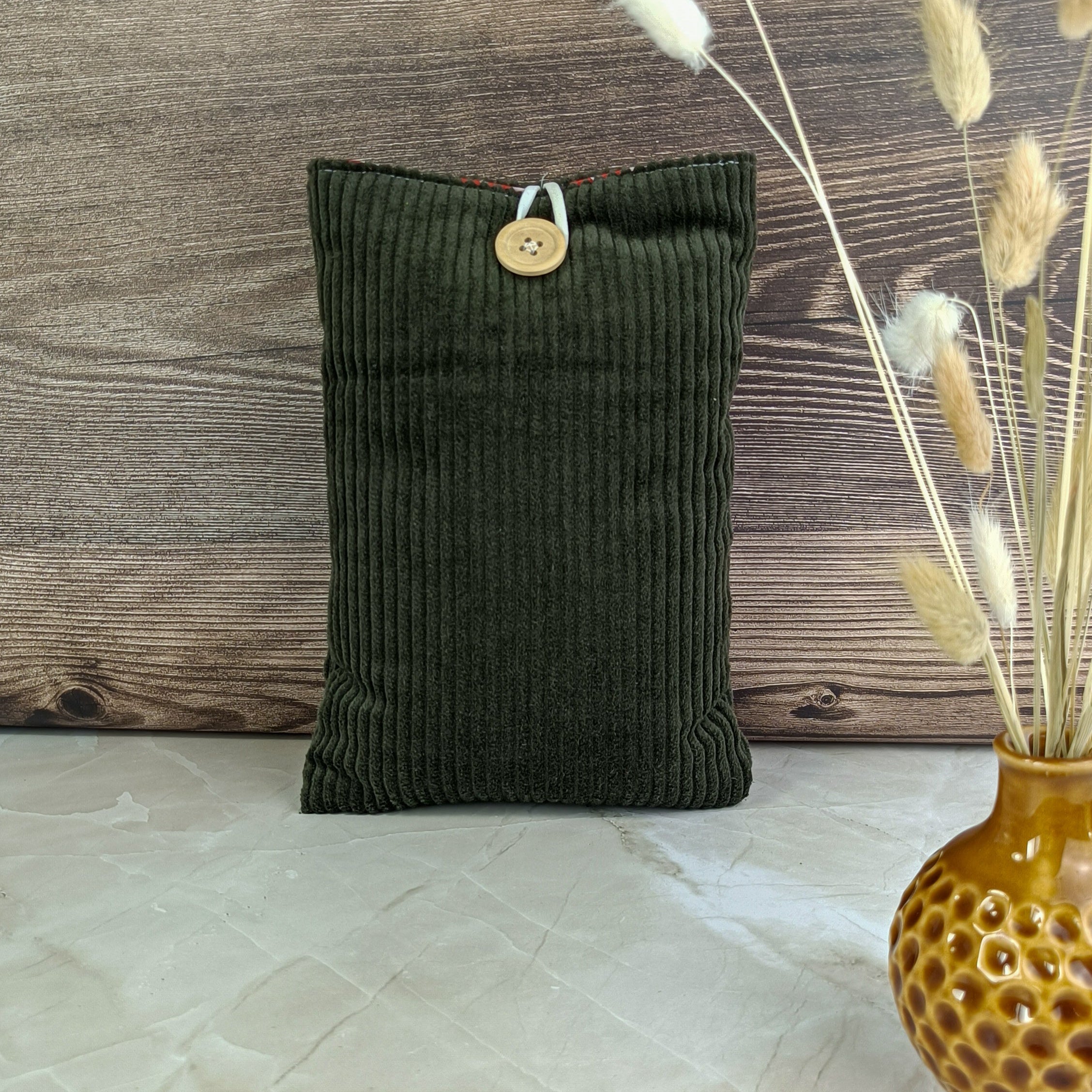 Pochette en velours côtelé vert hunter