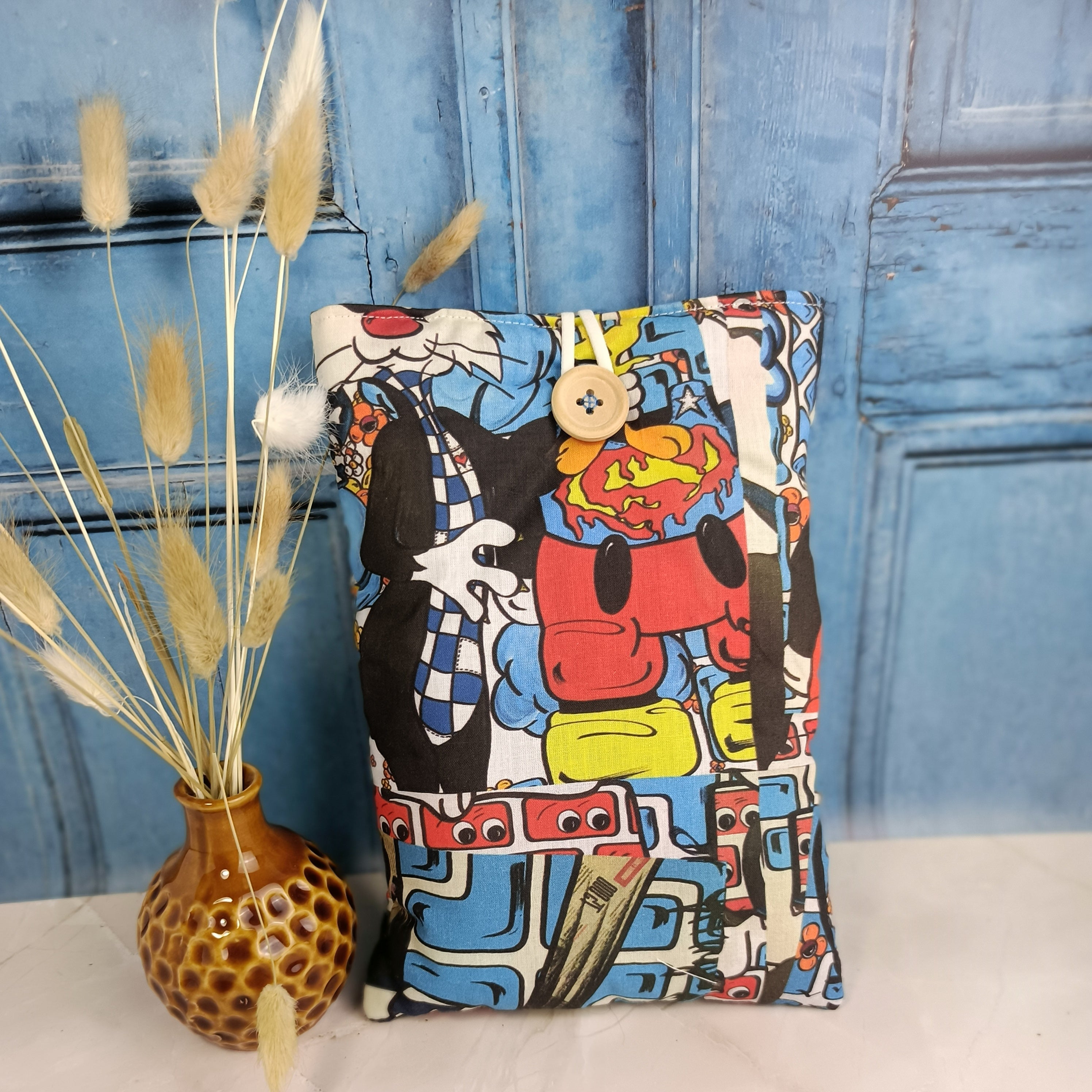 Pochette livre tissu bande dessinée 