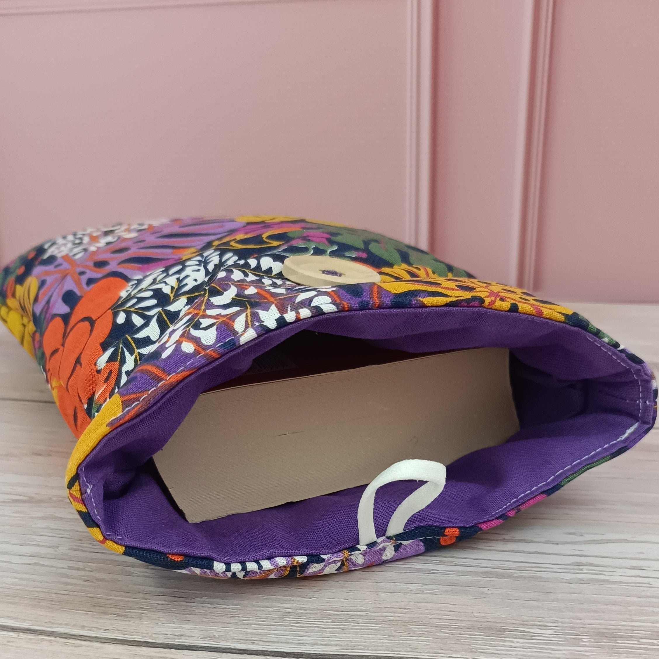 Pochette livre tissu fleurs  Floriane