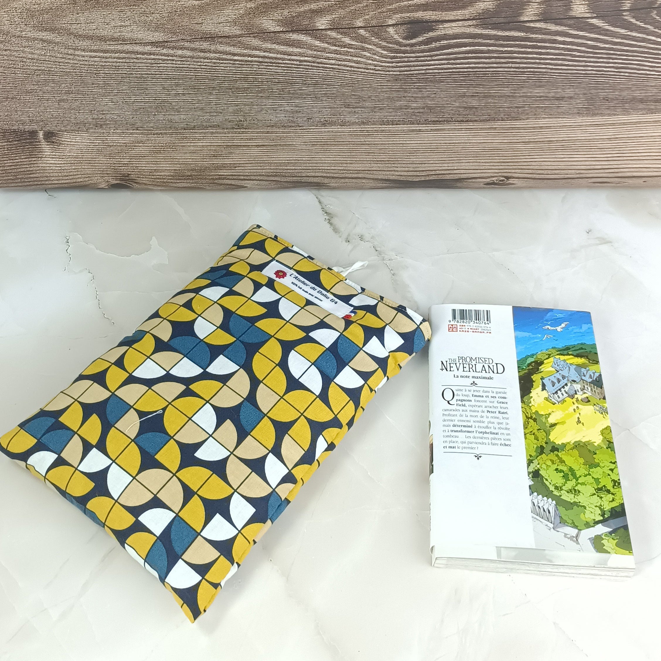 Pochette livre tissu fleurs  Twist jaune