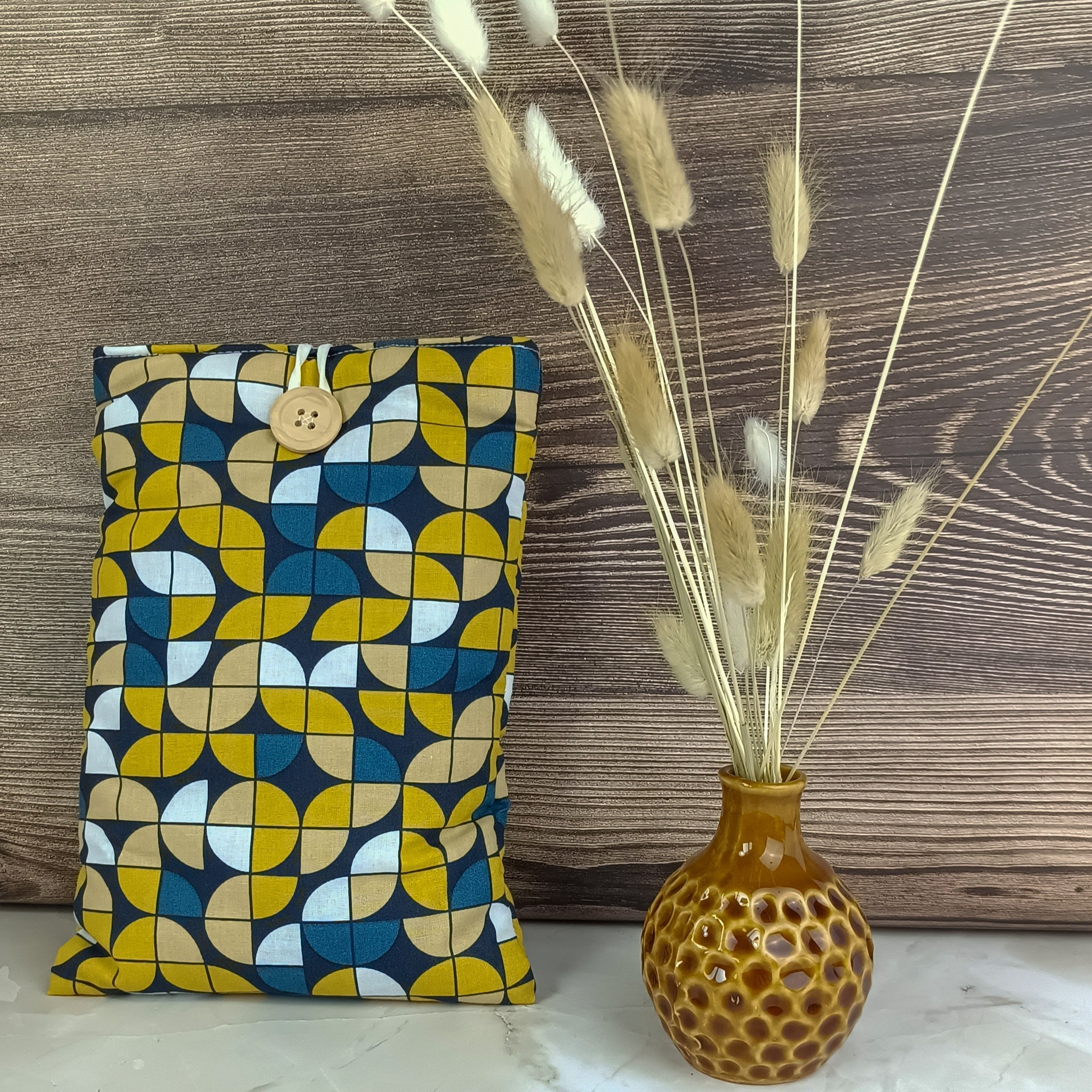 Pochette livre tissu fleurs Twist jaune