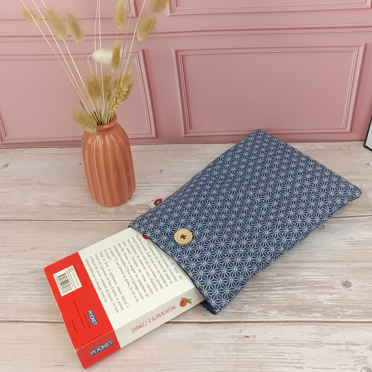 Pochette En Cuir Bleu Vintage - Avec Poches Intérieures - Occasion