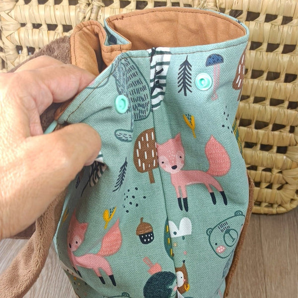 Sac à dos enfant - Minky lisse & Forêt verte