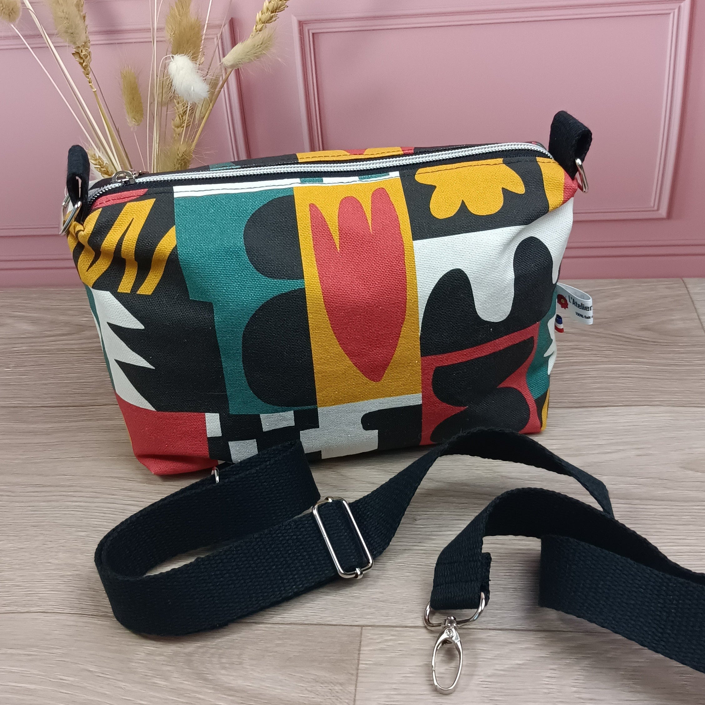 Sac bandoulière avec tissu et bandoulière en coton 