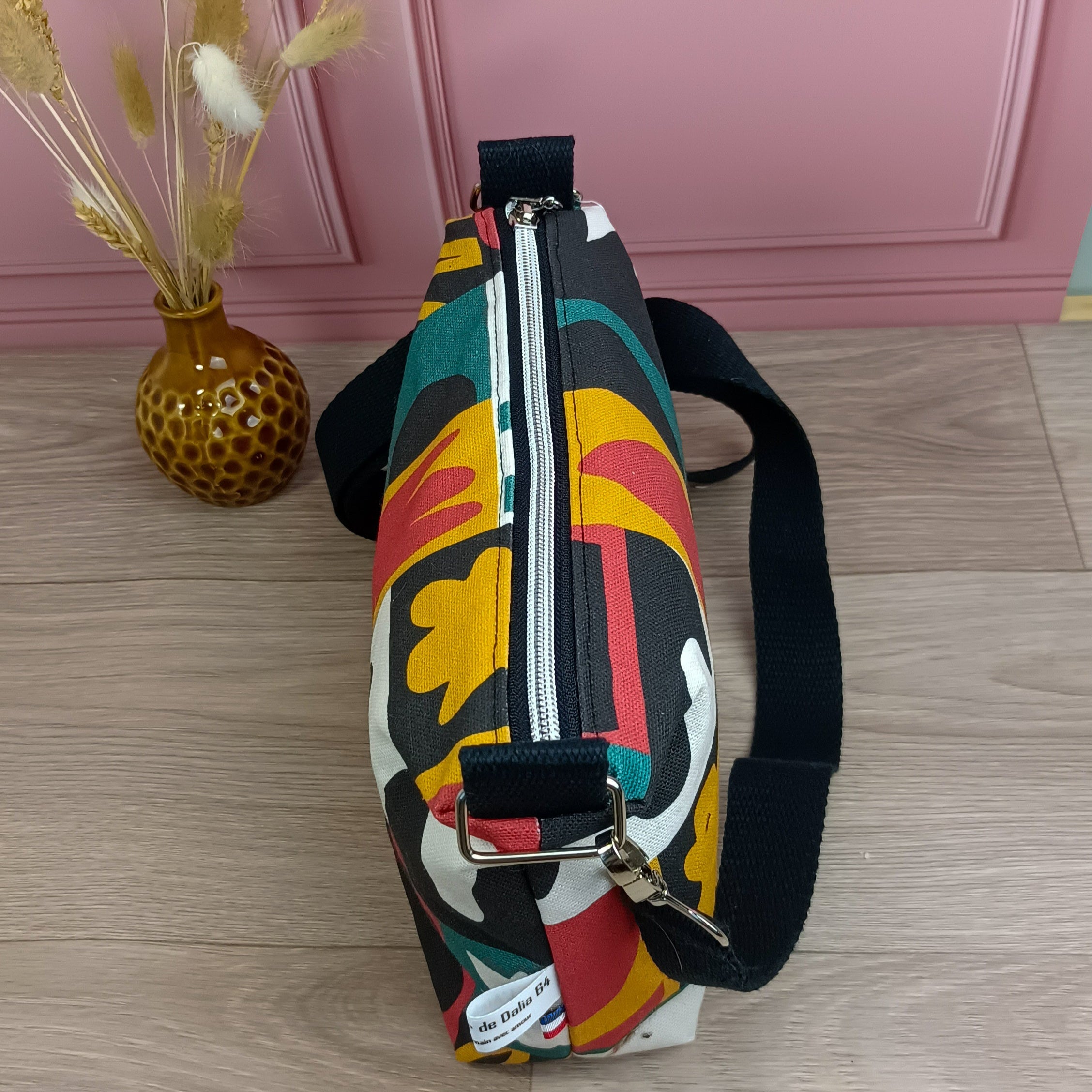 Sac bandoulière avec tissu et bandoulière en coton 