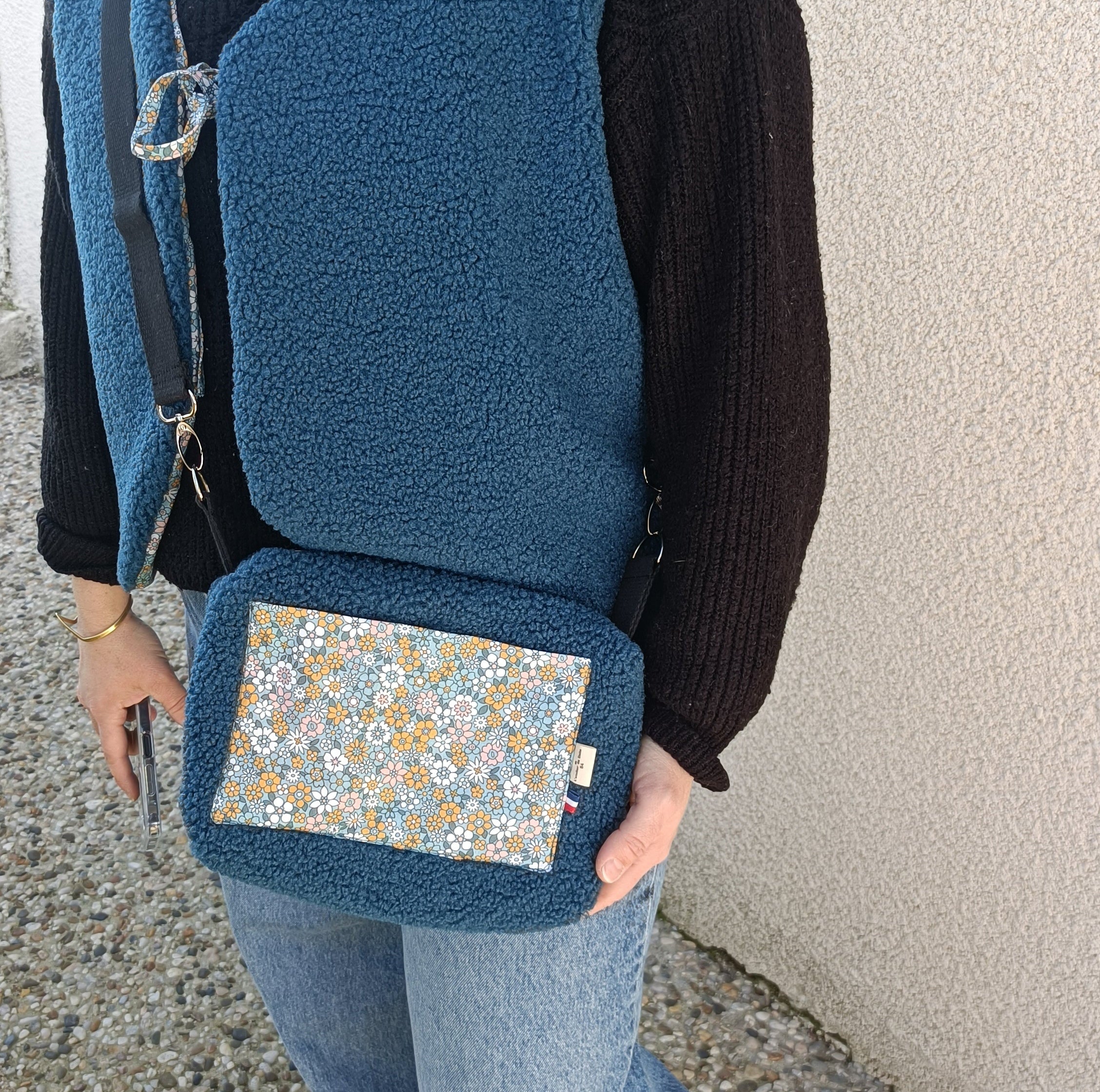 Sac bandoulière réglable sherpa bleu indicolite  