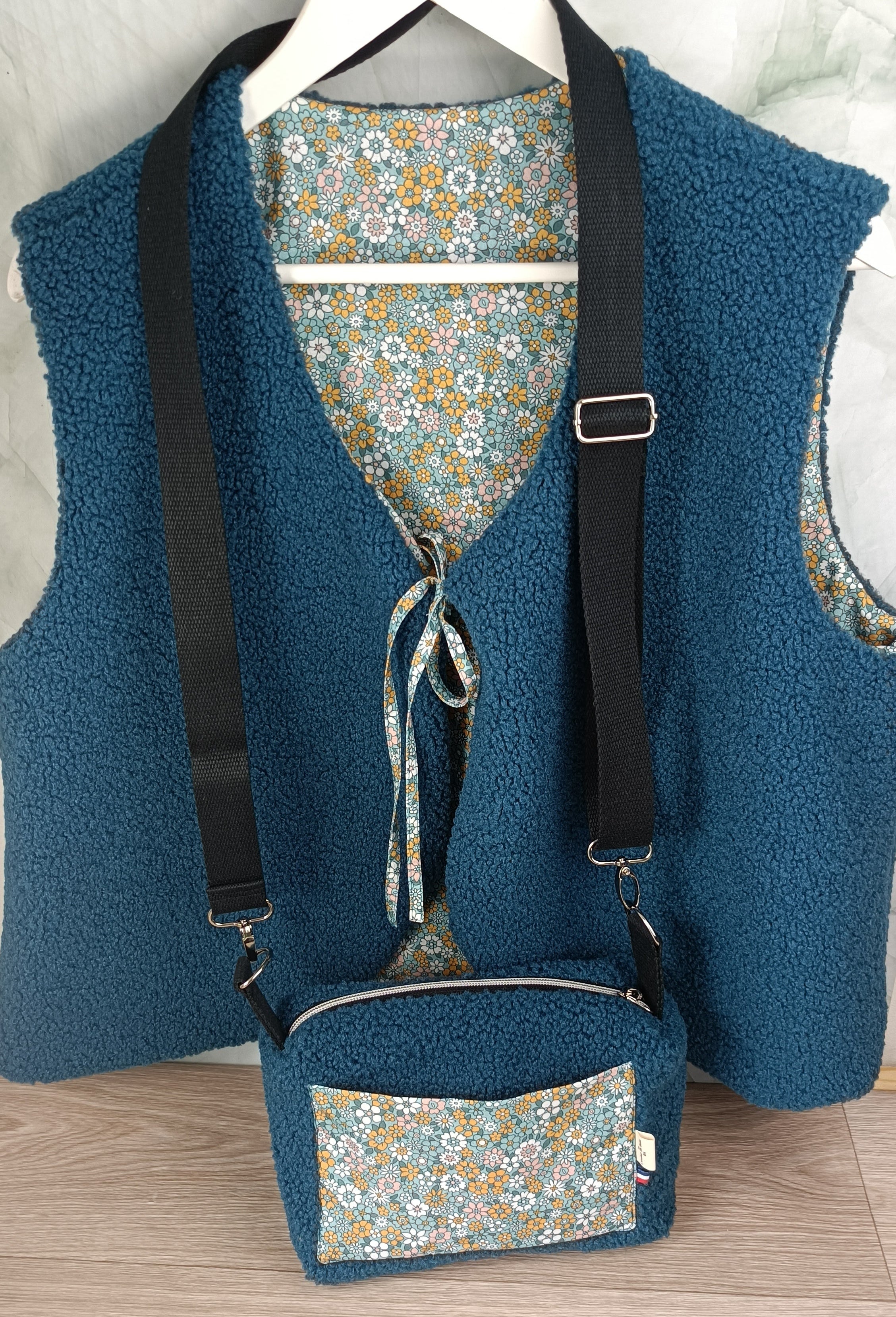Sac bandoulière réglable sherpa bleu indicolite  