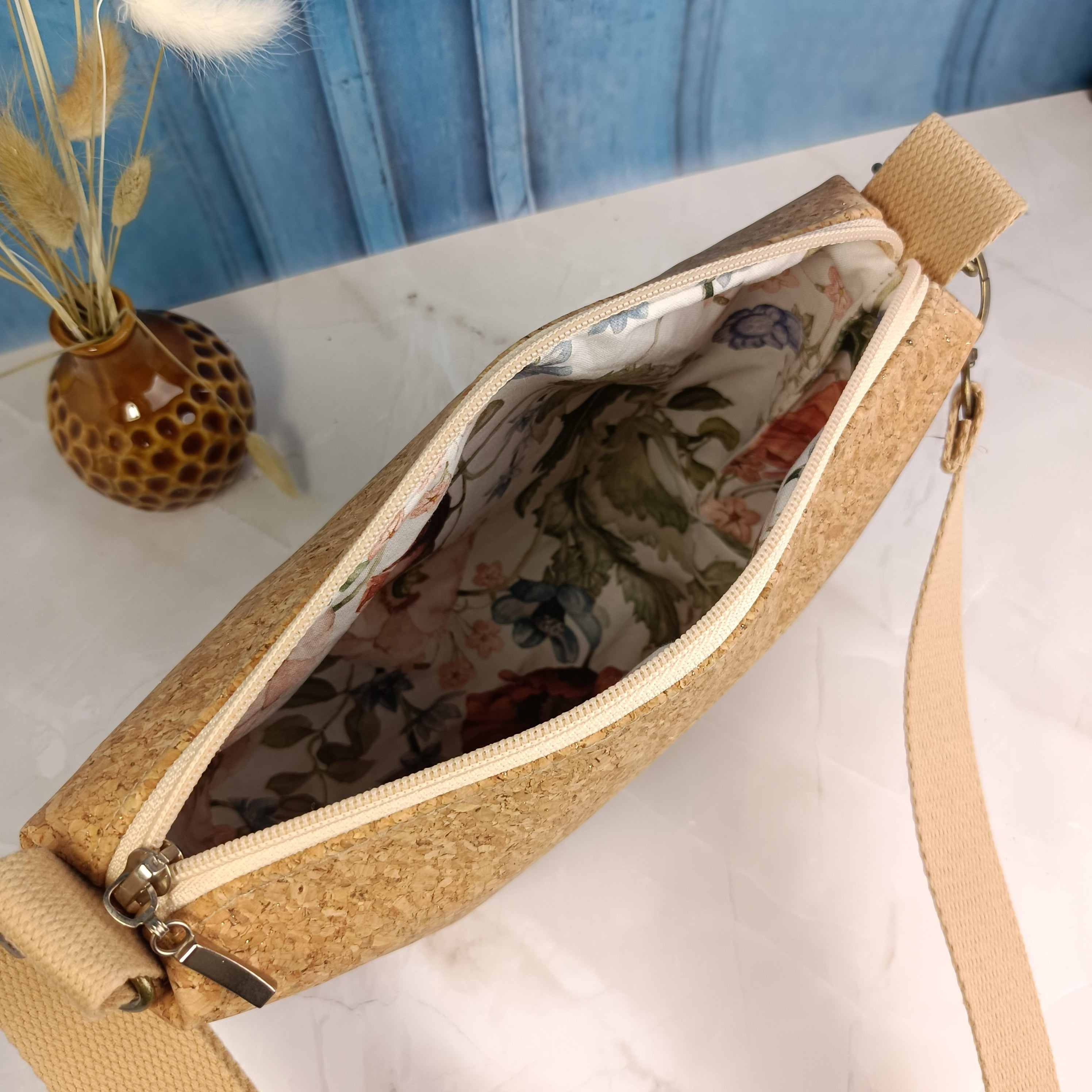 Sac à main bandoulière en liège pailleté 