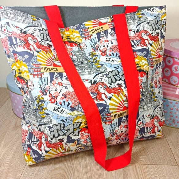 Tote bag cabas - Manga rouge