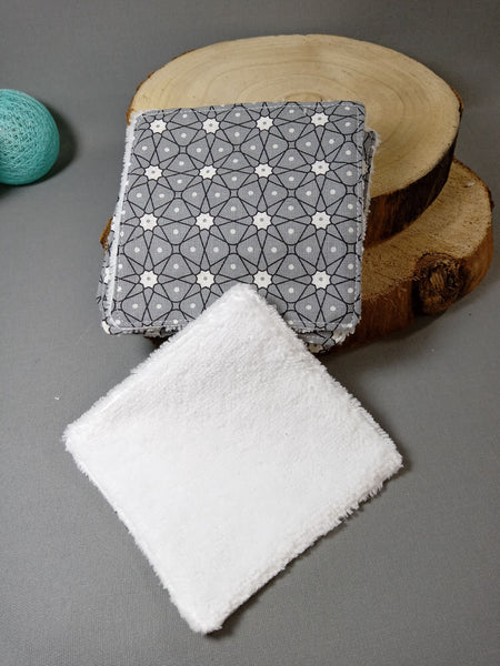 Make-up removing squares - washable wipes "Gray white"