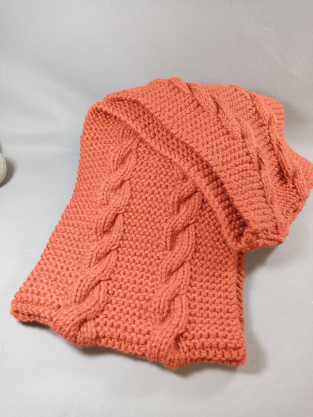 Snood double tour de cou - Echarpe adultes - Tricoté à la main - Torsade