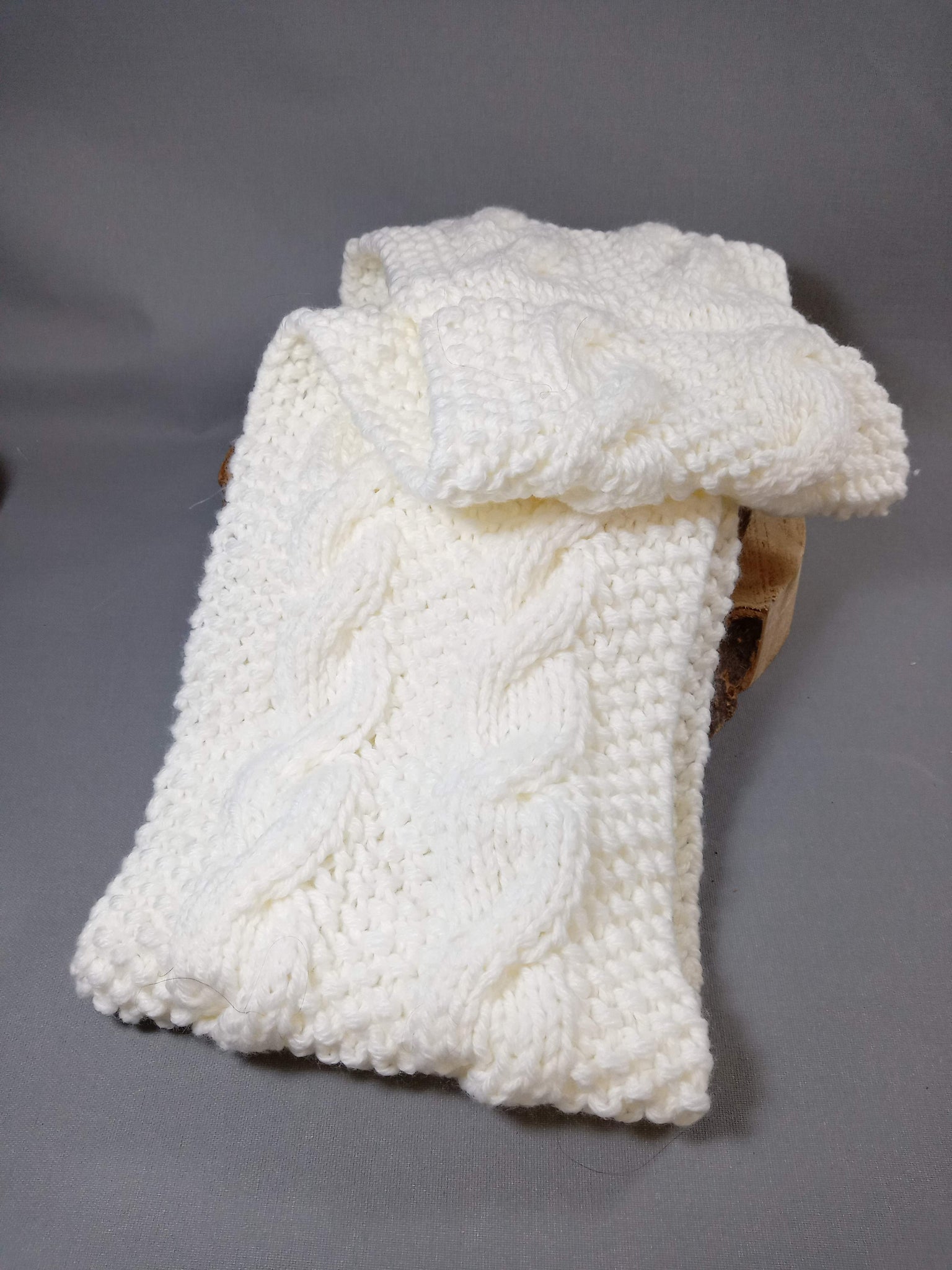 Snood double tour de cou - Echarpe adultes - Tricoté à la main - Torsade