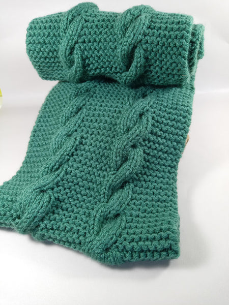 Snood double tour de cou - Echarpe adultes - Tricoté à la main - Torsade