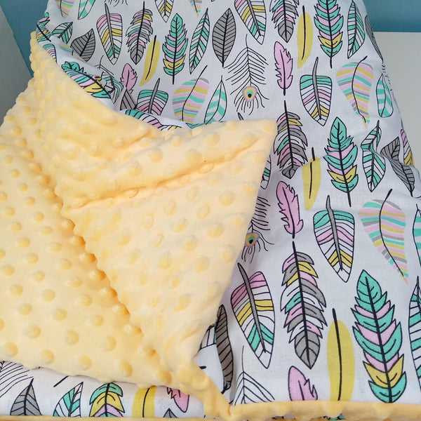 Couverture bébé - Plumes - cadeau naissance