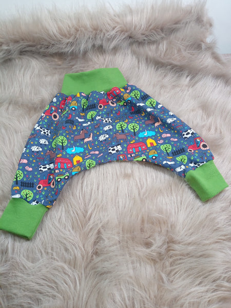 Sarouel pantalon bébé  - Ferme bleu - de 3 mois à 18 mois