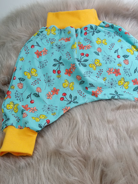 Sarouel pantalon bébé  - Papillon bleu - de 3 mois à 18 mois