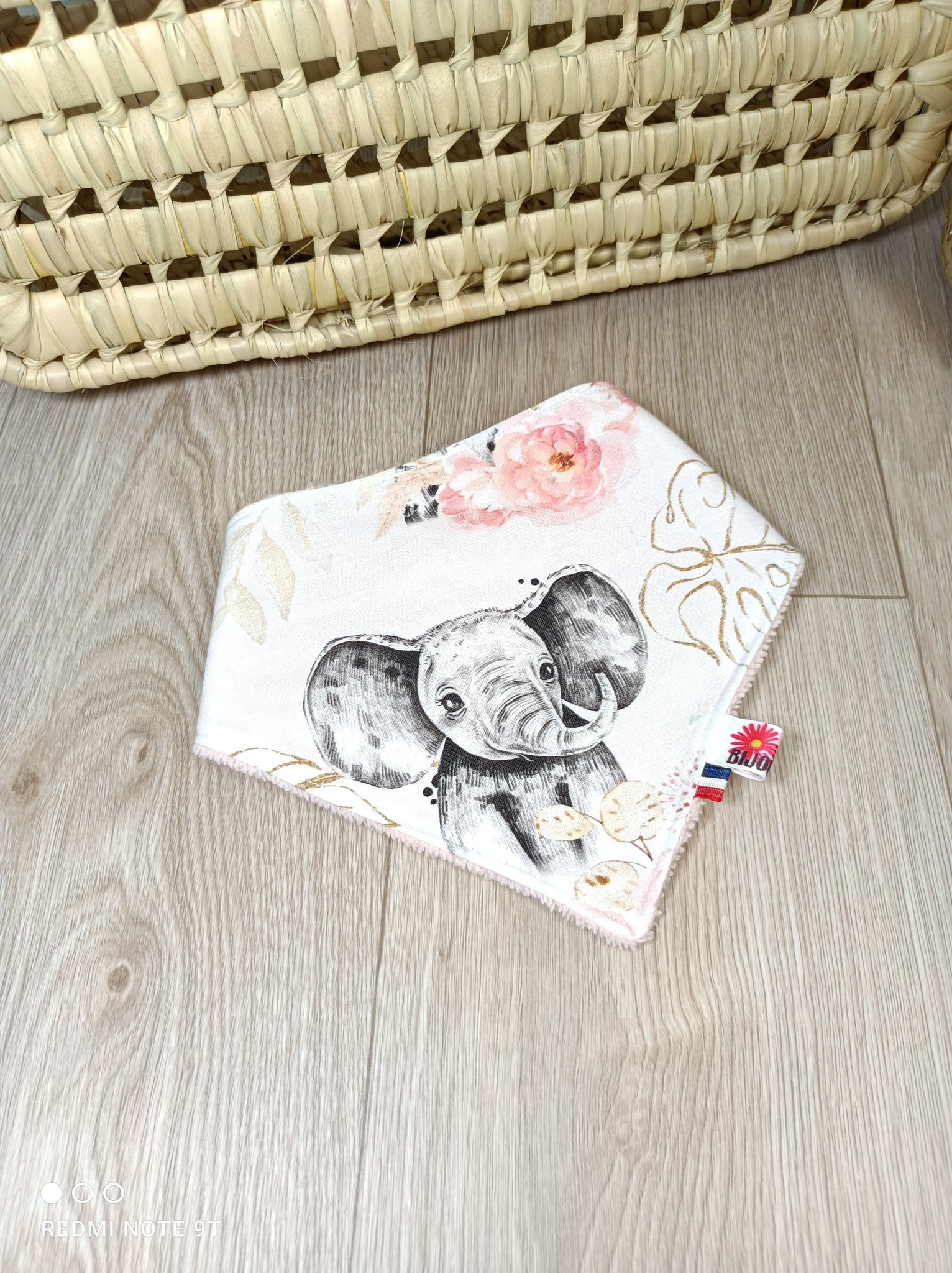 Bavoir bandana bébé - Collection Savane rose et or - cadeau naissance