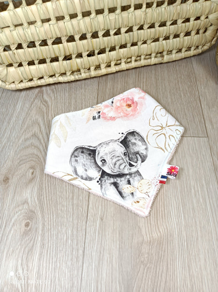 Bavoir bandana bébé - Collection Savane rose et or - cadeau naissance