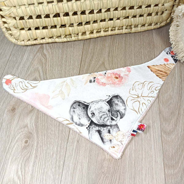 Bavoir bandana bébé - Collection Savane rose et or - cadeau naissance