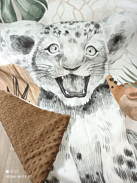 Couverture bébé - Panneau lionceau - savane africaine - idée cadeau naissance
