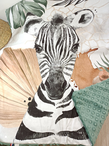 Couverture bébé - Panneau zèbre savane africaine - idée cadeau naissance