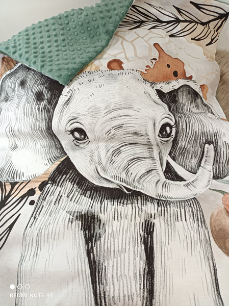 Couverture bébé - Panneau éléphant savane africaine - idée cadeau naissance