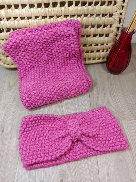 Bandeau cheveux adultes -Tricoté à la main - Point de riz