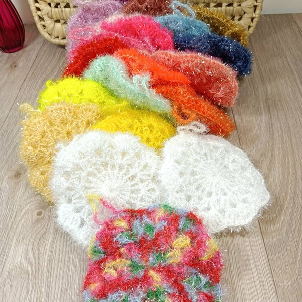 Eponge lavable tawashi - crocheté à la main avec fil spécial lavage 60°