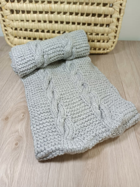 Snood double tour de cou - Echarpe adultes - Tricoté à la main - Torsade