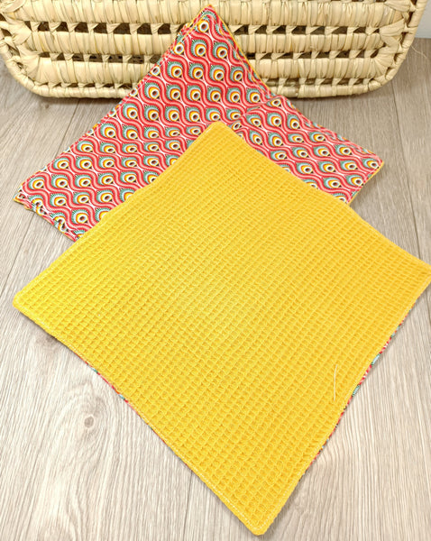 Essuie tout lavable  - Paon - nid d'abeille