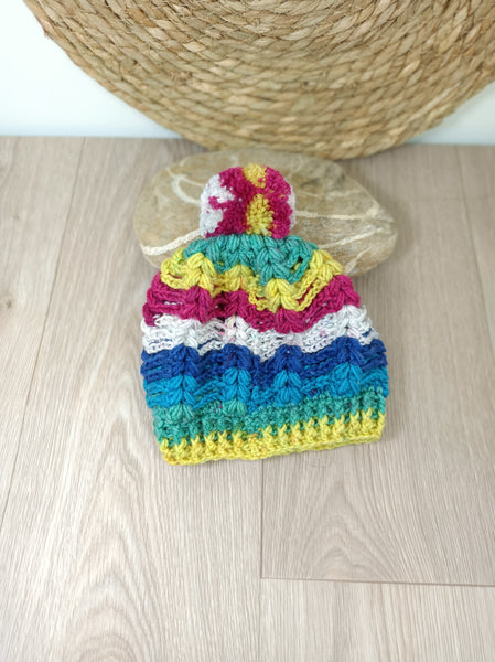Bonnet laine - enfant 6mois  à 12 mois - Aztèque - crocheté à la main