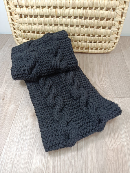 Snood double tour de cou - Echarpe adultes - Tricoté à la main - Torsade