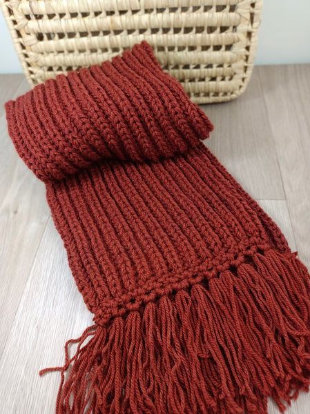 Snood double tour de cou - Echarpe adultes - Tricoté à la main - Torsade