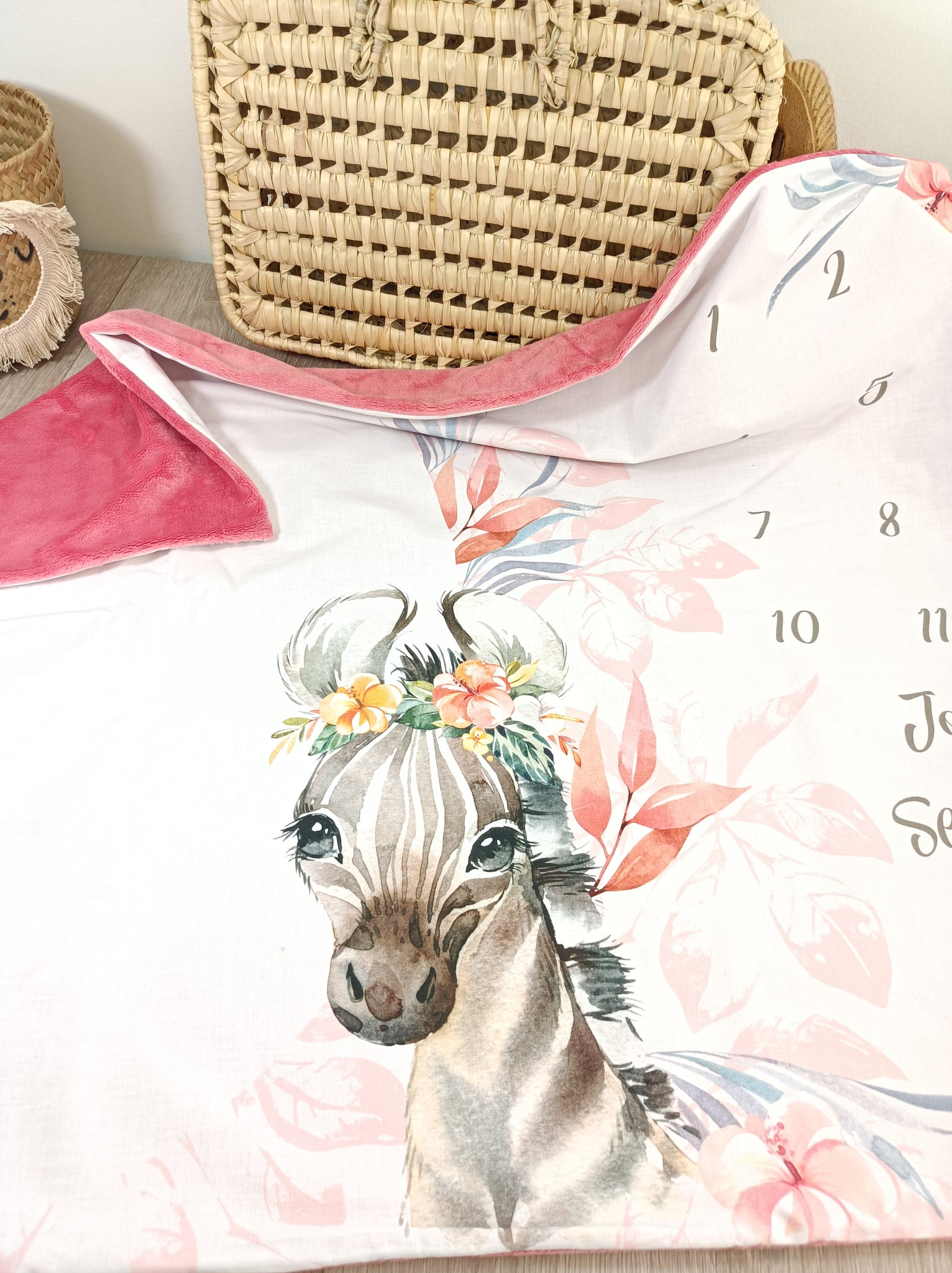 Couverture tapis étape bébé - Collection Tropicale - rose - cadeau nai –  L'atelier de Dalia 64