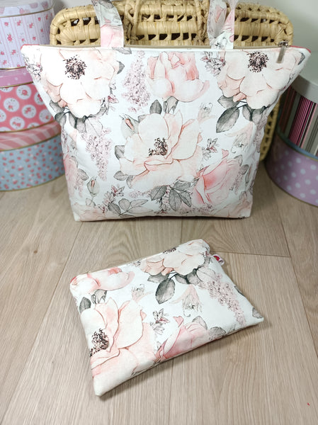 Sac cabas et pochette assortis - Eglantine