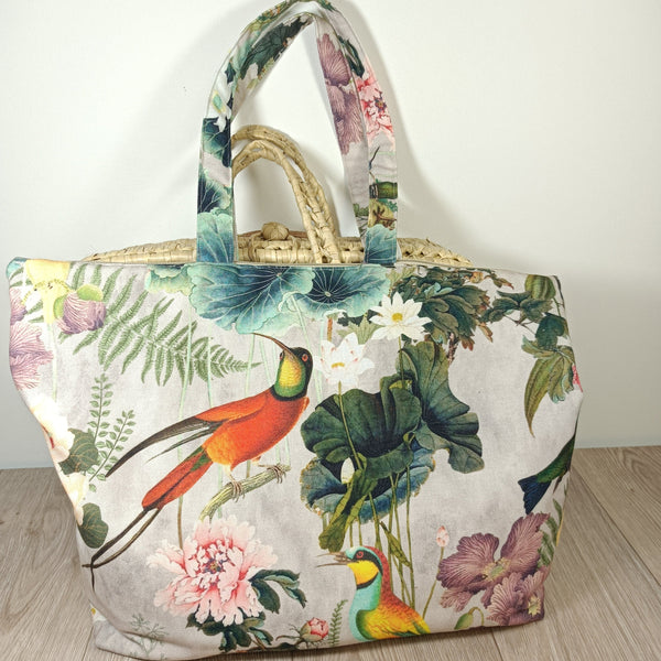 Sac cabas et pochette assortis - Oiseaux