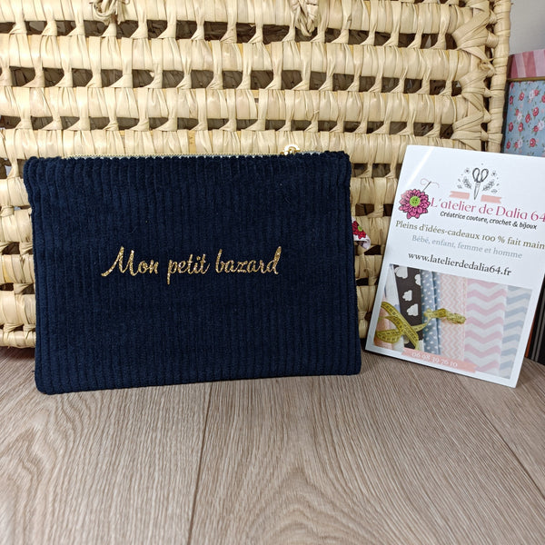 Pochettes velours zippées personnalisable