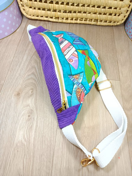 Sac banane -Poissons - velours violet