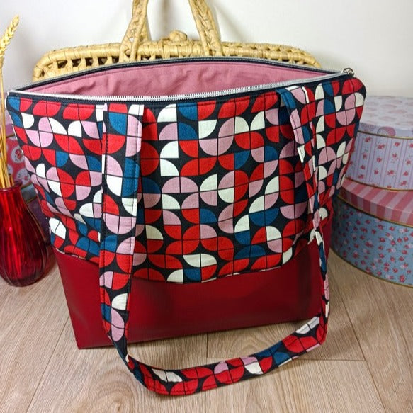 Sac cabas zippé - Twist rouge