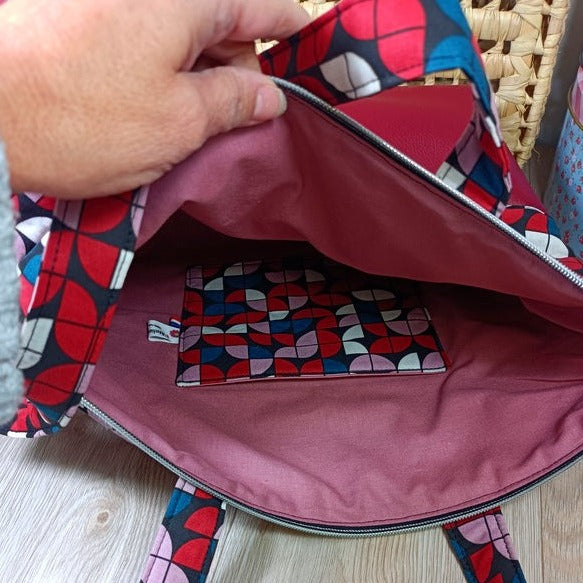 Sac cabas zippé - Twist rouge