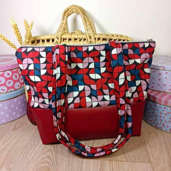 Sac cabas zippé - Twist rouge