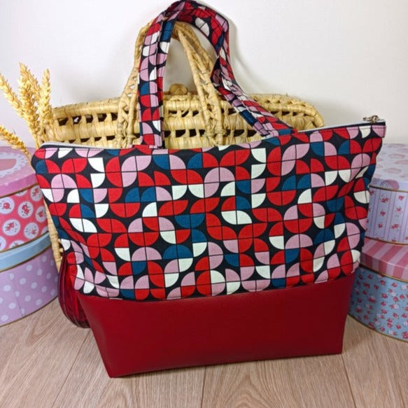 Sac cabas zippé - Twist rouge