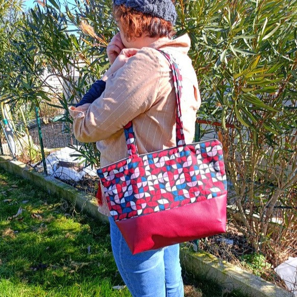 Sac cabas zippé - Twist rouge