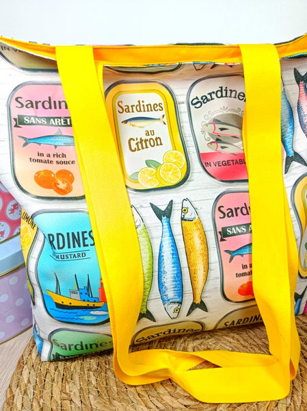Tote bag grand modèle - Les sardines