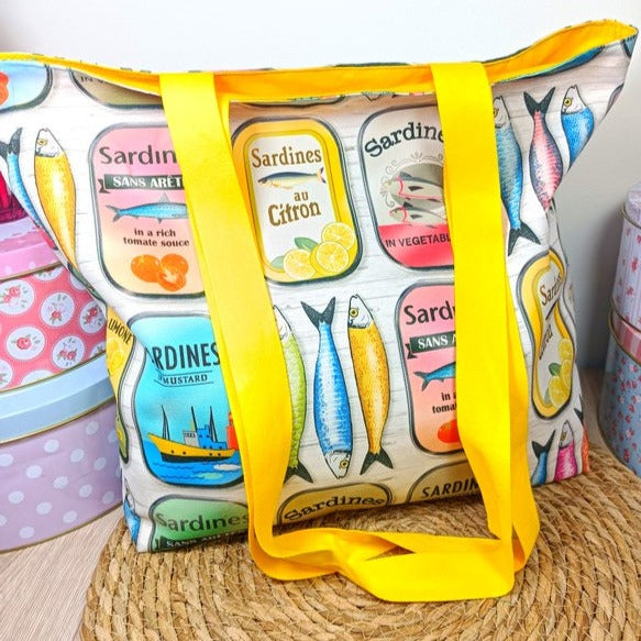 Tote bag grand modèle - Les sardines