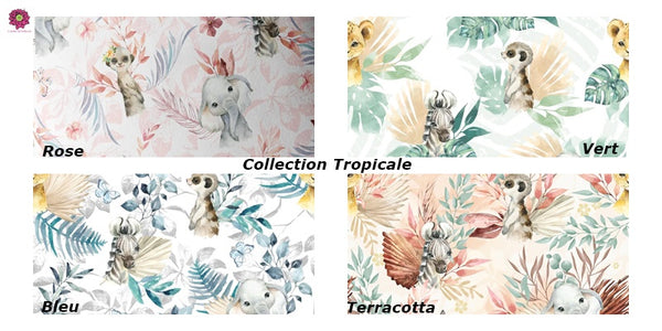Lingettes lavables dans sa panière - 10 lingettes - Collection Tropicale