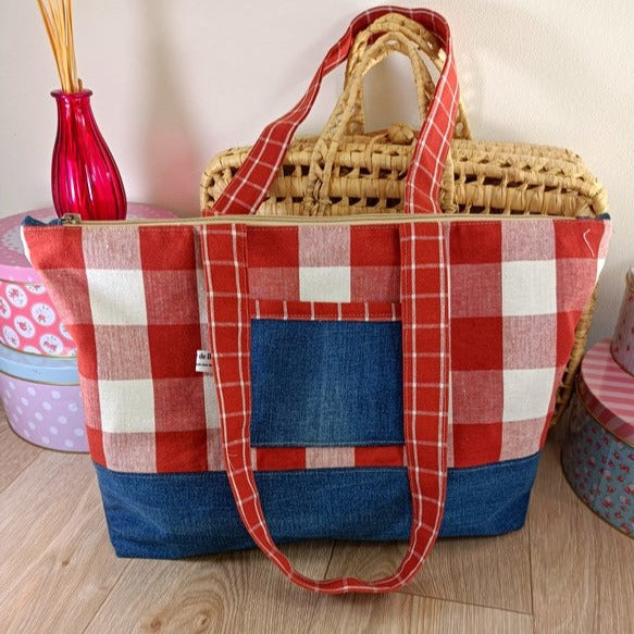 Sac cabas zippé - Caroline - upcycling