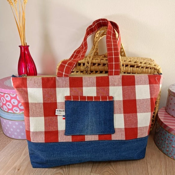 Sac cabas zippé - Caroline - upcycling